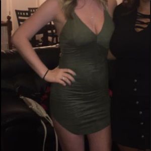 Olive green suede dress. Windsor.