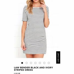 Lulu's Law Bender black and ivory striped dress