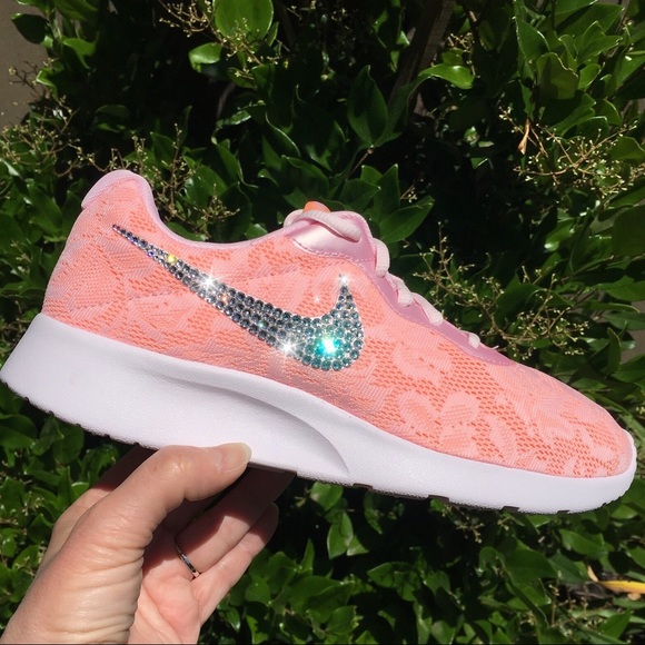 Bling Nike Tanjun Shoes in Pink Lace w/ Swarovski - Picture 2 of 7