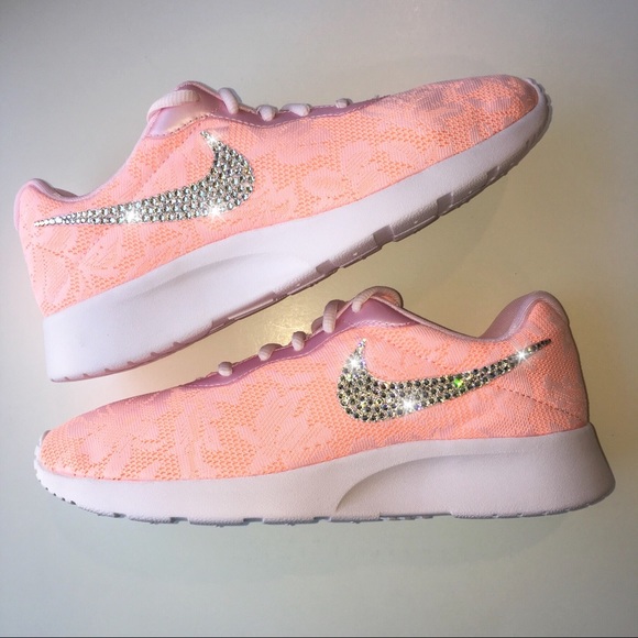 Bling Nike Tanjun Shoes in Pink Lace w/ Swarovski - Picture 3 of 7