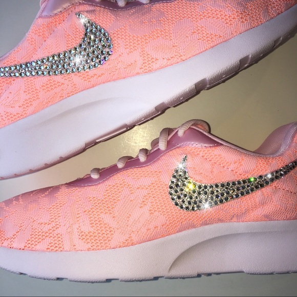 Bling Nike Tanjun Shoes in Pink Lace w/ Swarovski - Picture 5 of 7