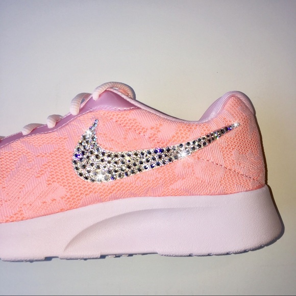 Bling Nike Tanjun Shoes in Pink Lace w/ Swarovski - Picture 6 of 7