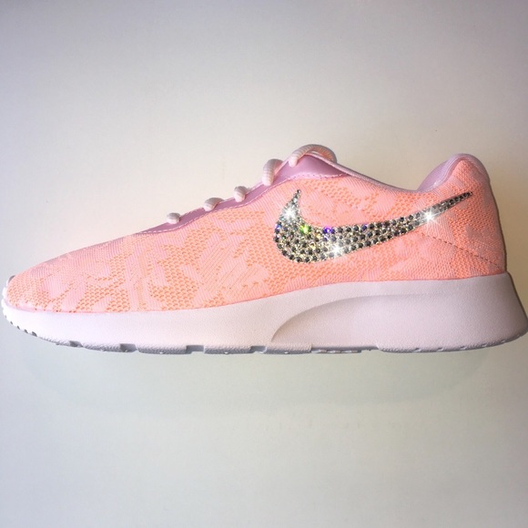 Bling Nike Tanjun Shoes in Pink Lace w/ Swarovski - Picture 7 of 7