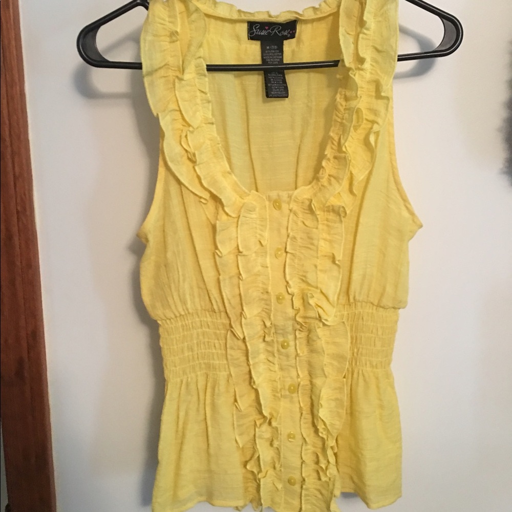 Yellow ruffle tank