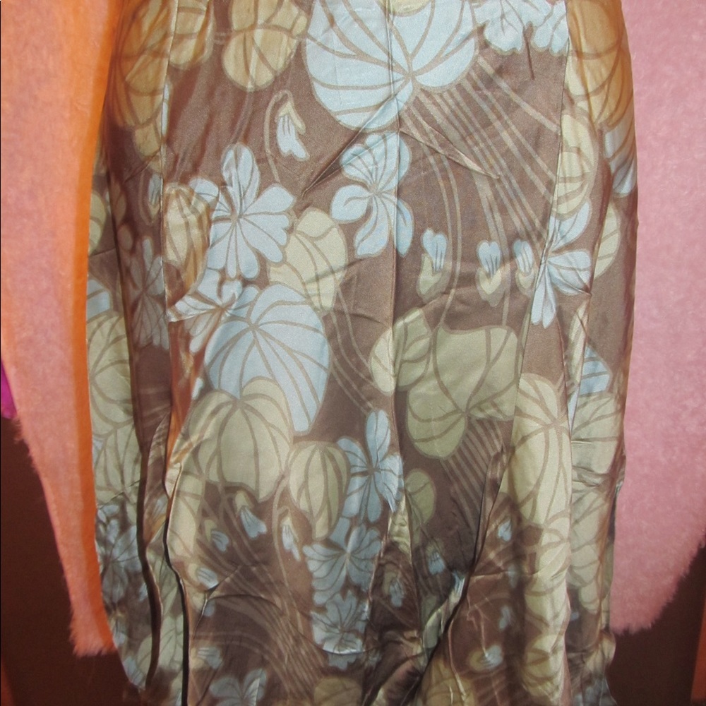 Silk tea length floral skirt