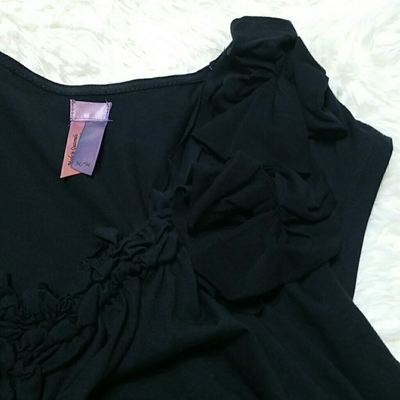 Anthropologie black ruffle shirred tank top - Picture 4 of 6