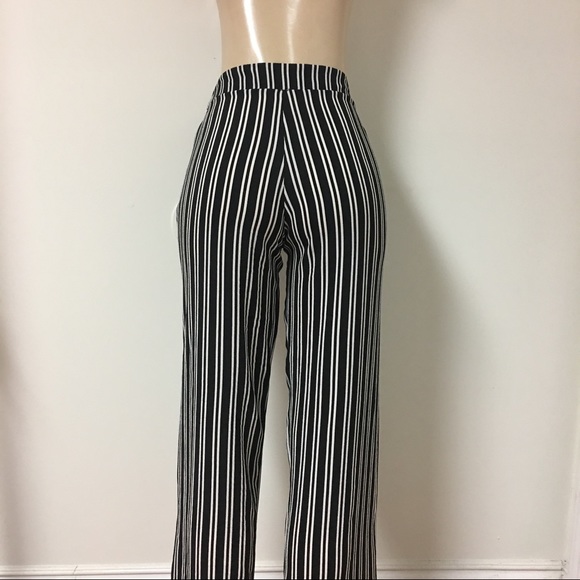 Black On White Waist Tie Trousers - Picture 2 of 4