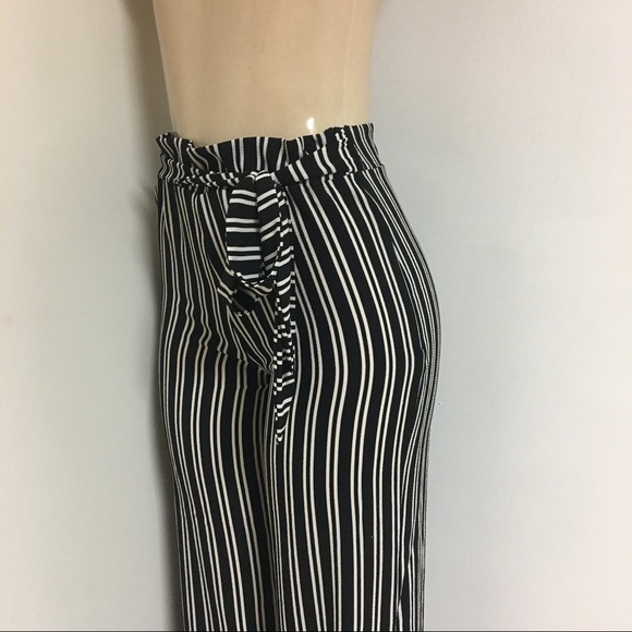 Black On White Waist Tie Trousers - Picture 4 of 4