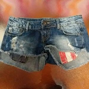 Short Shorts with American Flag Pockets