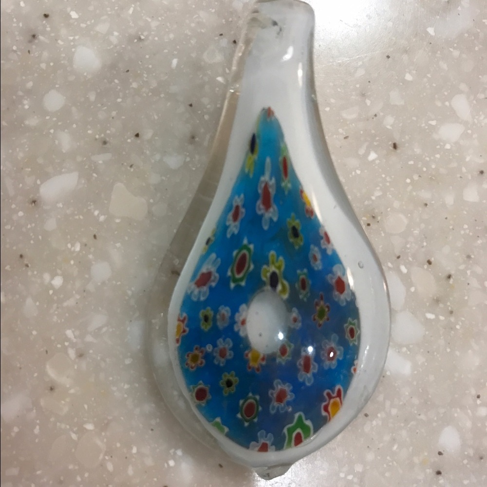 Blown glass teardrop shaped slide