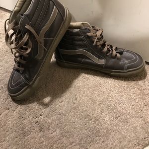 Brown Leather Hi top Vans 9.5