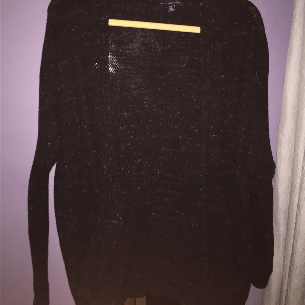 black with white speckled cardigan