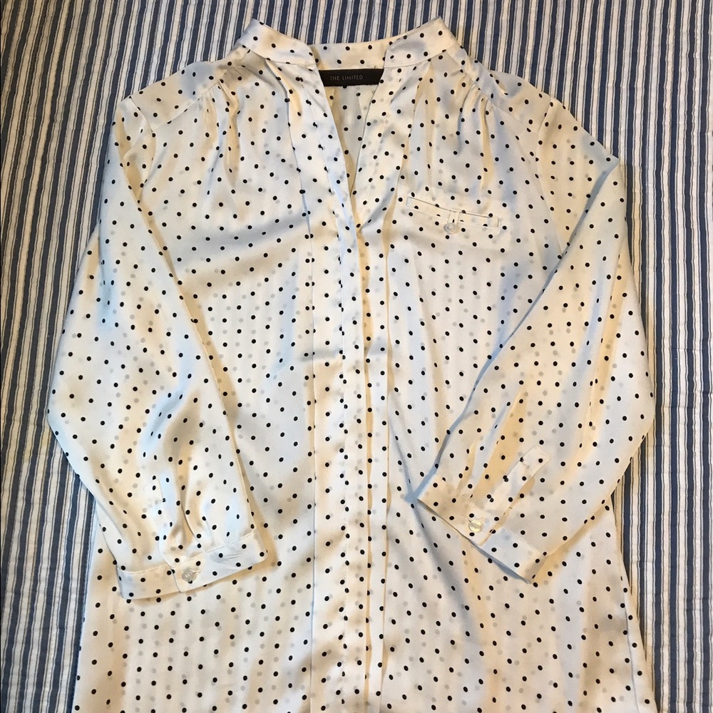 Silky White Polka Dot Blouse