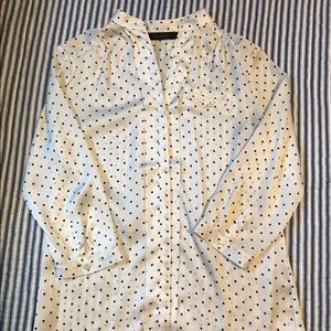 Silky White Polka Dot Blouse