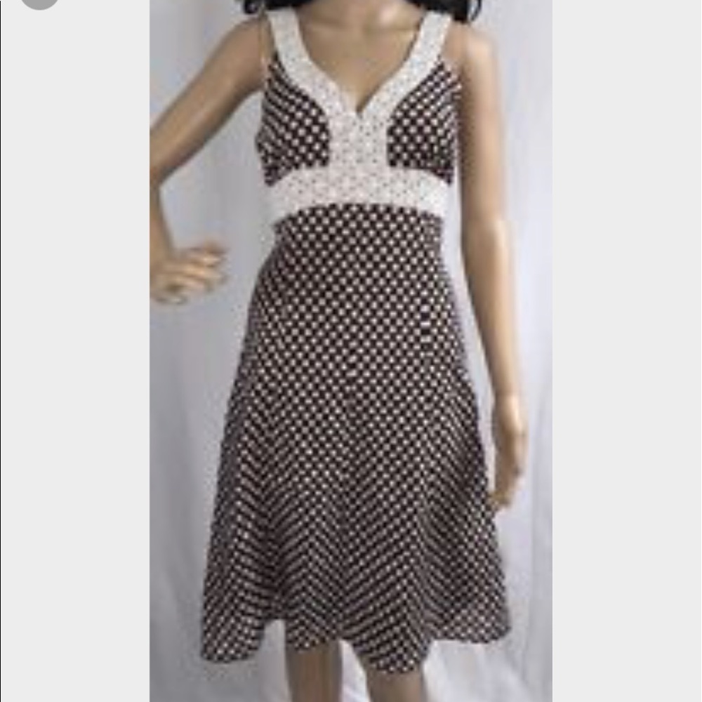 Polka dot eyelet trim dress