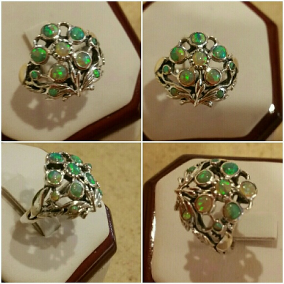Genuine, Rare Green Fire Opal Ring. size 6 - Picture 3 of 7