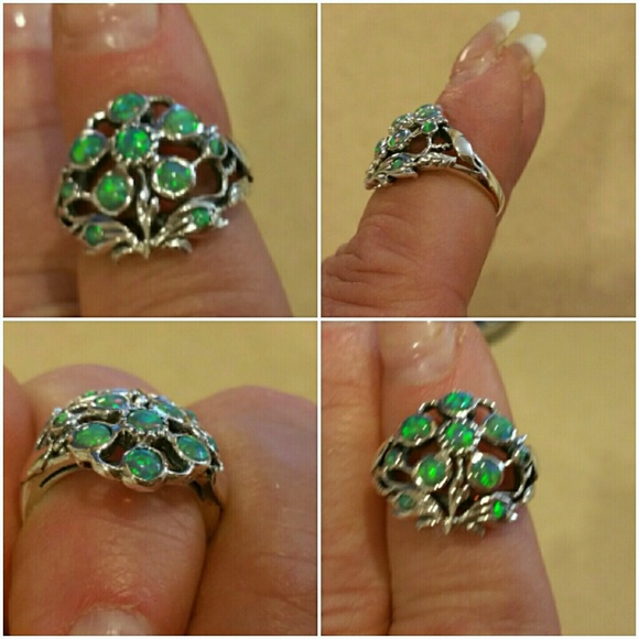 Genuine, Rare Green Fire Opal Ring. size 6 - Picture 4 of 7