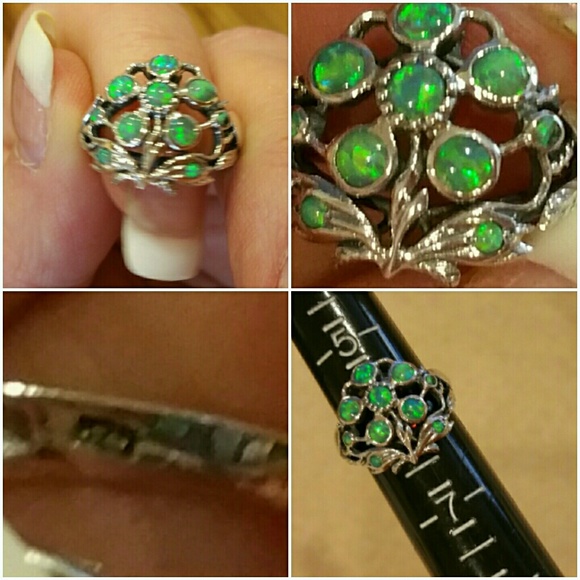 Genuine, Rare Green Fire Opal Ring. size 6 - Picture 7 of 7