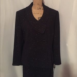 Kasper A.S.L Black Glittery Square Patterned Suit