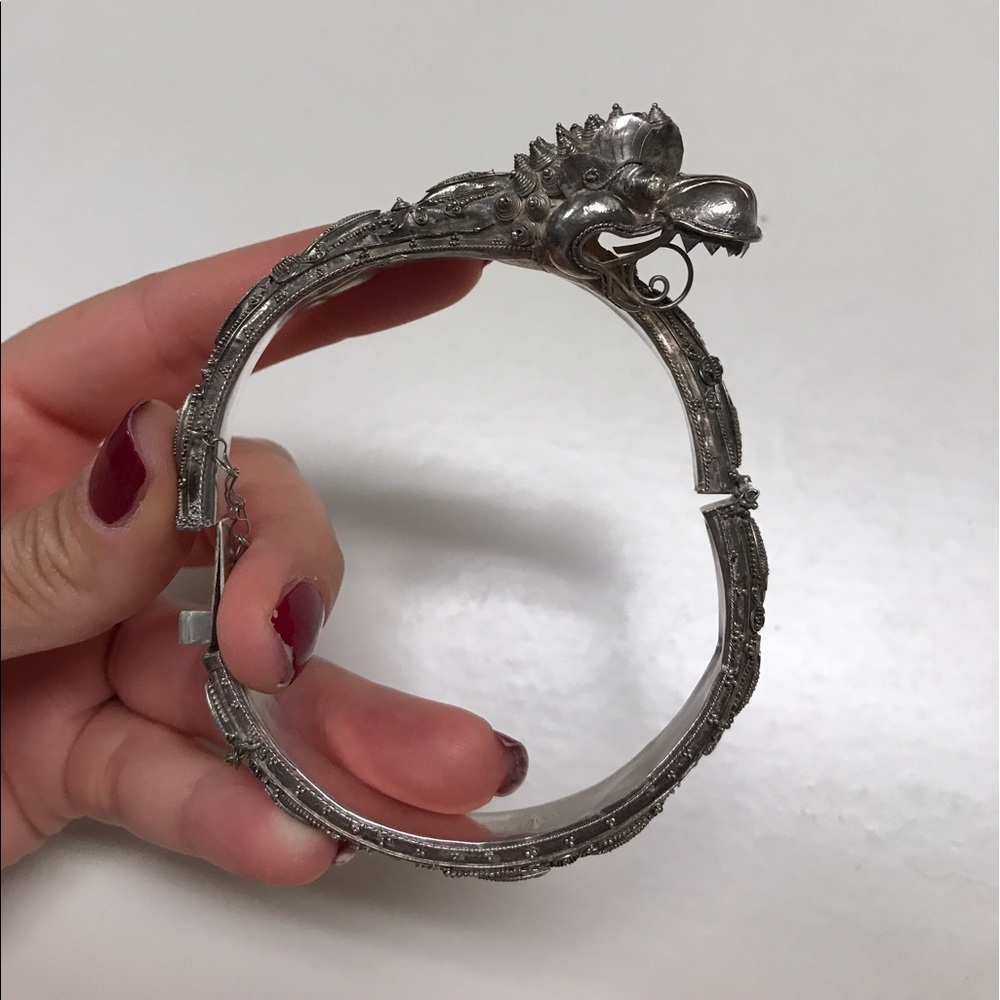Antique Chinese silver Dragon bracelet - Picture 3 of 6