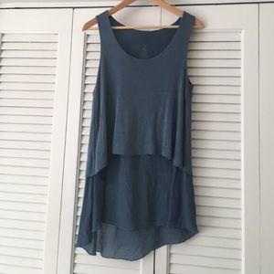 Women's layered asymmetrical blue top