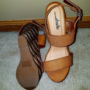 Brown, girly, flirty wedges, heels