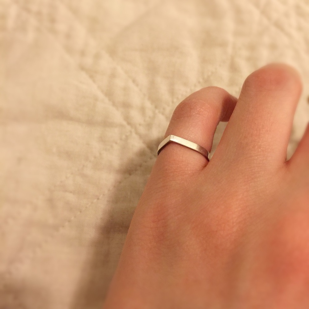 Tear drop shape sterling ring size 2.5