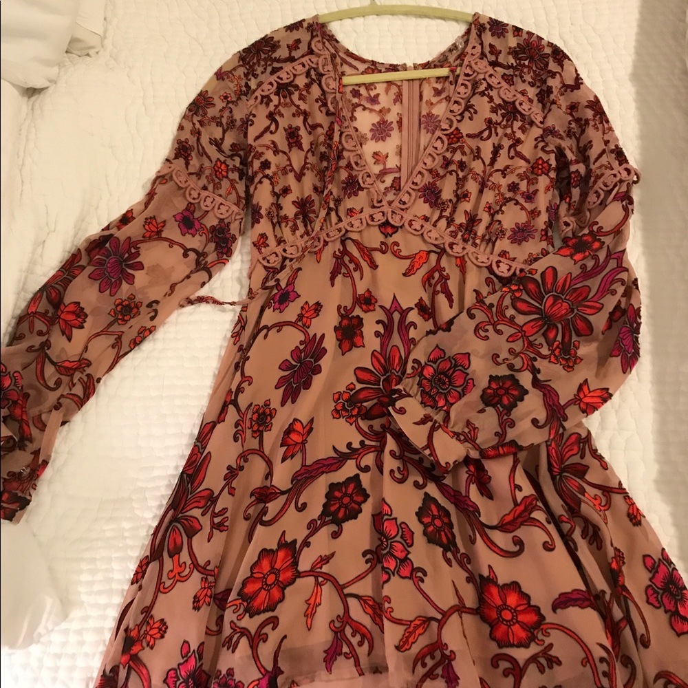 For Love and Lemons deep v floral print dress