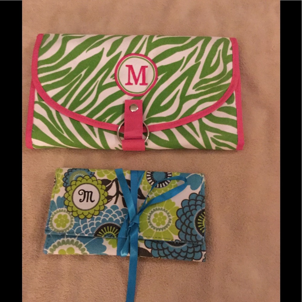 NWOT Initial "M" Make-up and Jewelry Travel Bags