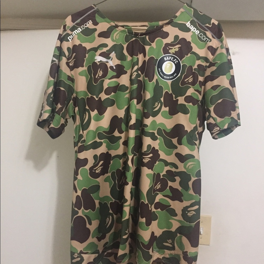 BAPE X PUMA FC RARE CAMO T SHIRT JERSEY