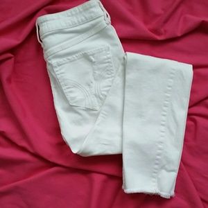 Hollister distressed white capri jeans