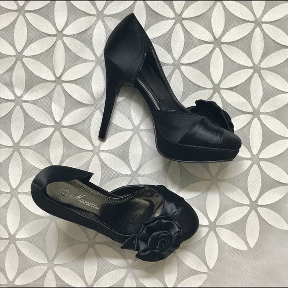 (6.5) Mascotte Black Fancy Heels WORN TWICE - Picture 2 of 6