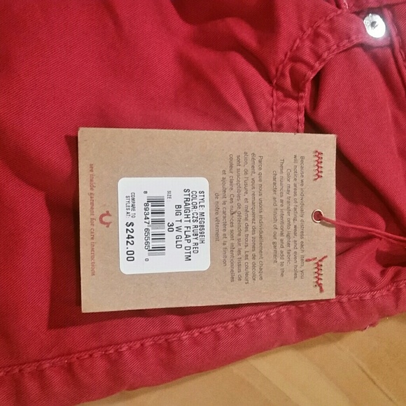 True Religion mens scarlet red jeans size 30 - Picture 3 of 5