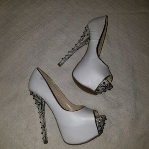 White studded high heels