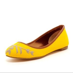 Cynthia Vincent Embroidered Canvas Ballet Flats