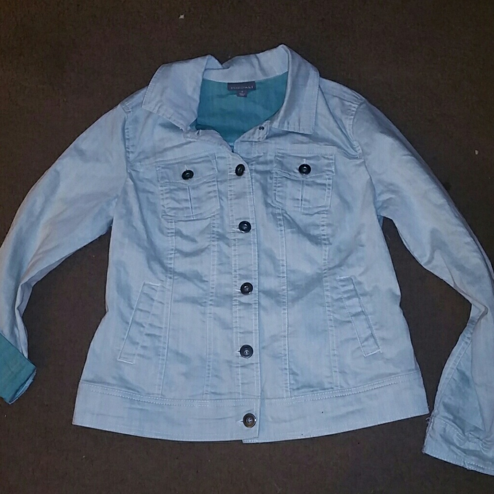 Roz & Ali women's size S aqua Jean jacket