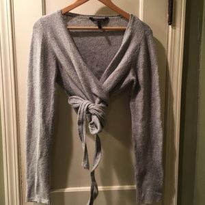 BCBG Grey Ballet-wrap Sweater