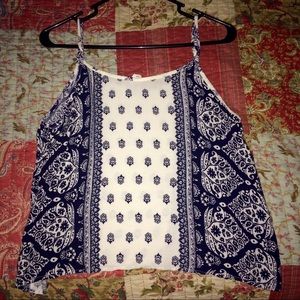 Mudd Navy Blue/White Print Tank Top