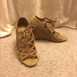 Nude Lace Up Wedges