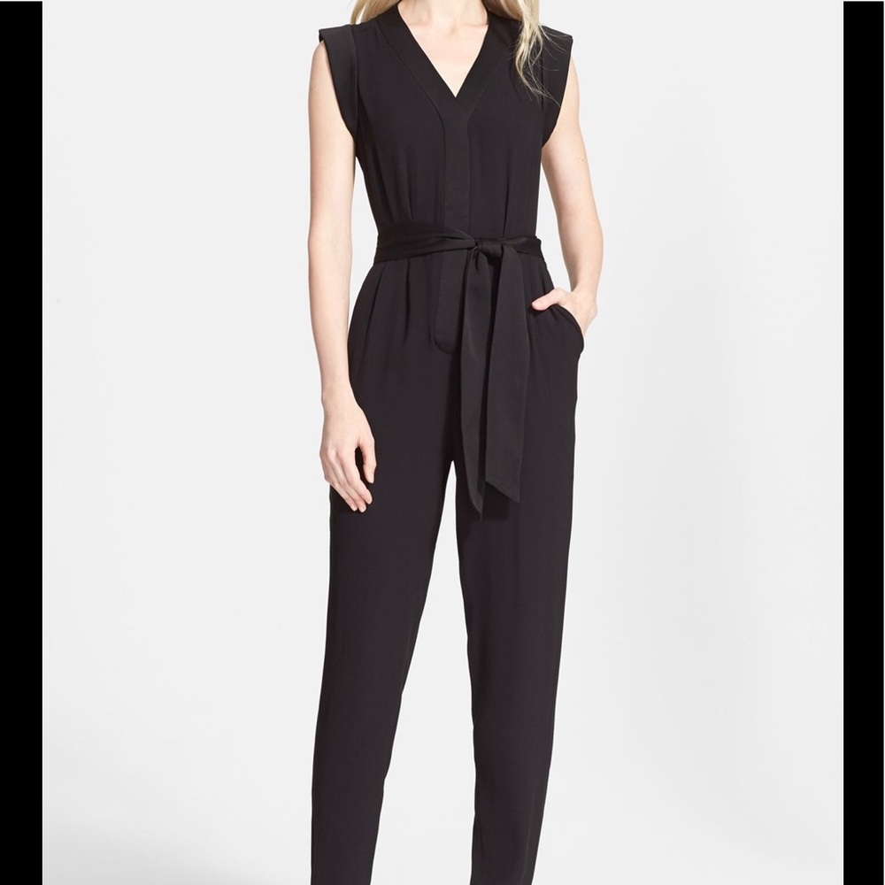 NWT sz 8 Kate Spade Black Satin Jumpsuit $428