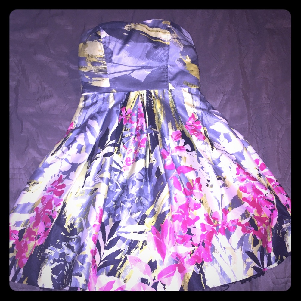 Speechless Floral Satin Tube Dress - Size 3