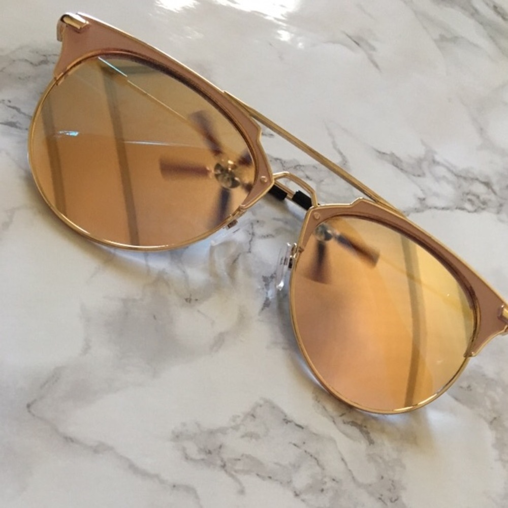 Aviator Mirrored Sunglasses- Rose