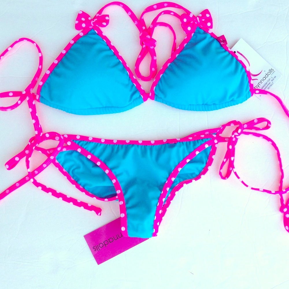 ChynnaDolls Bikini pink polka dot turquoise - Picture 13 of 13