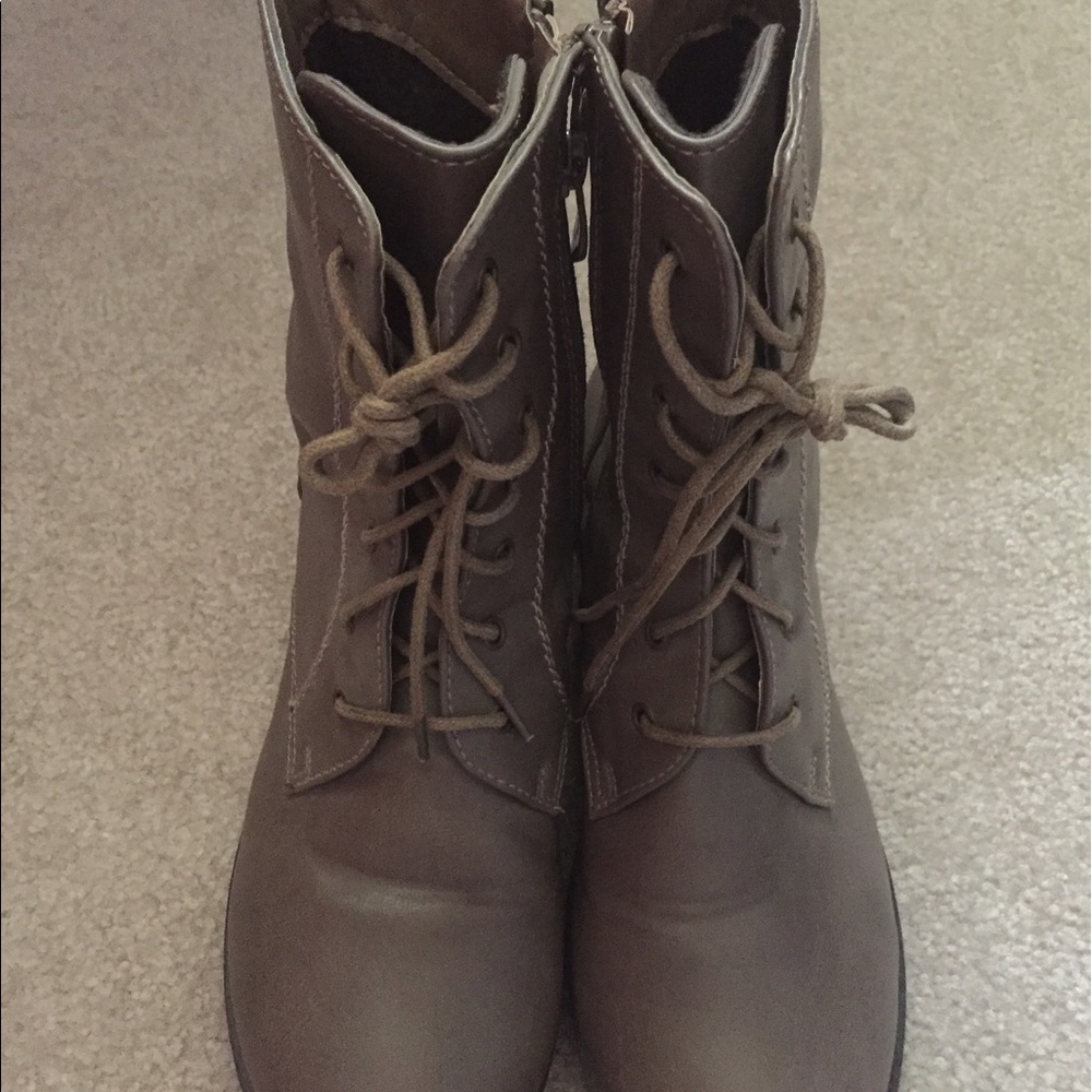Grey combat boots