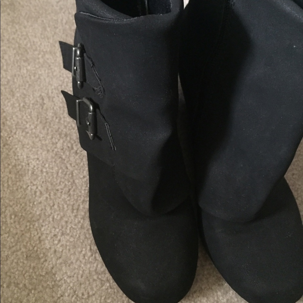 Black ankle wedge bootie
