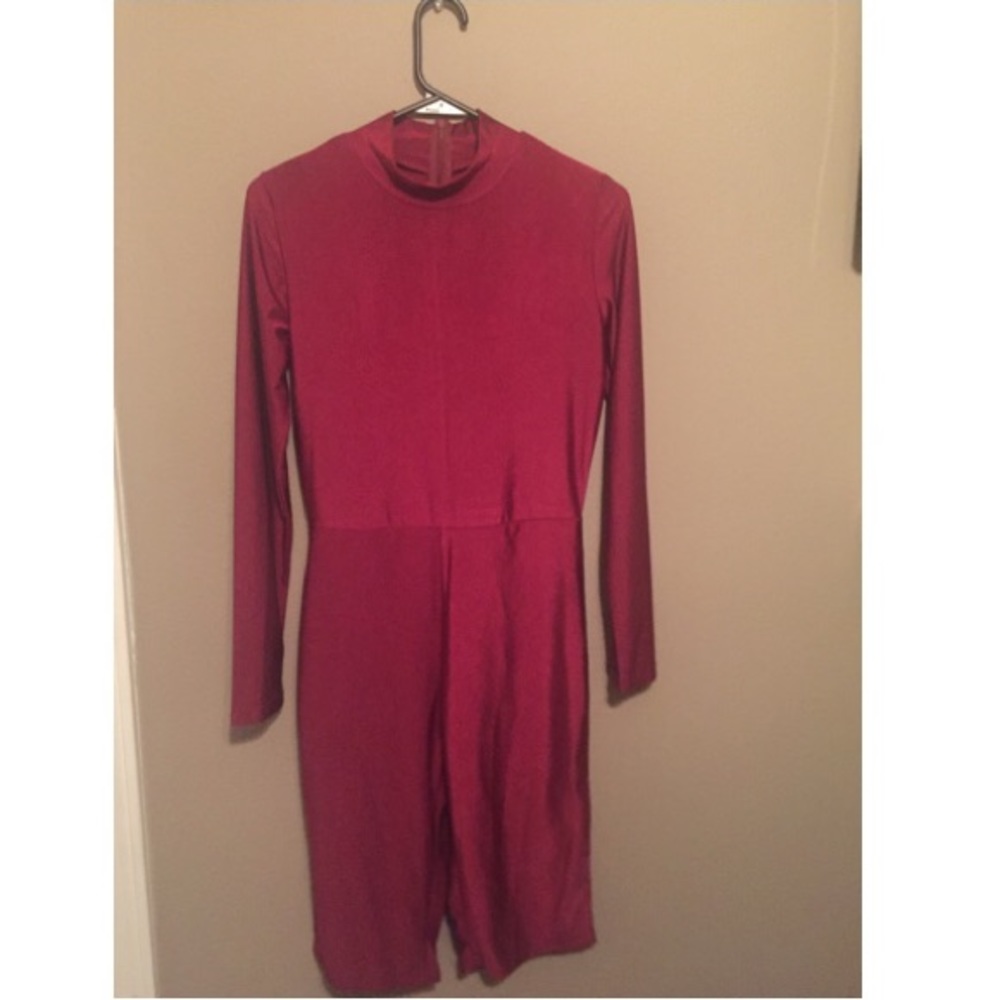 Long Sleeve Burgundy Mock Neck Bermuda Romper