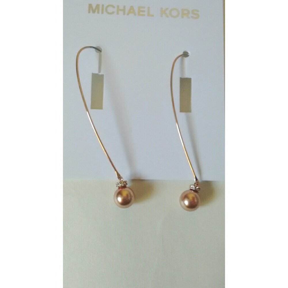 MICHAEL KORS Rose Goldtone Drop Earrings with Box - Picture 3 of 6