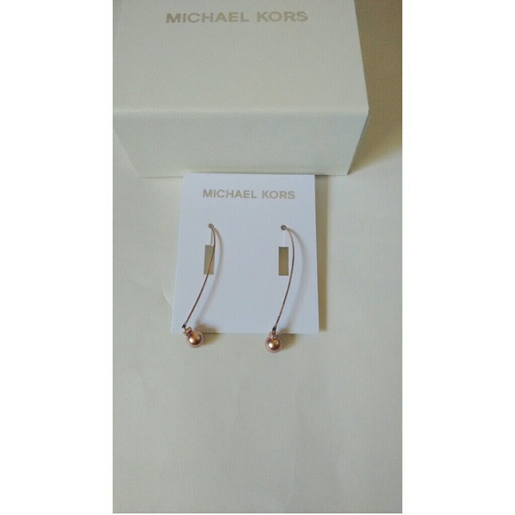 MICHAEL KORS Rose Goldtone Drop Earrings with Box - Picture 5 of 6