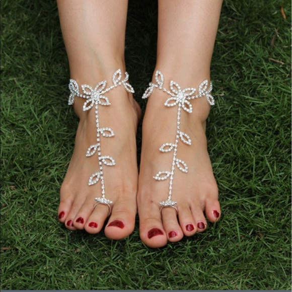 Bridal Crystal Silver Beach Sandal Jewelry New - Picture 2 of 2