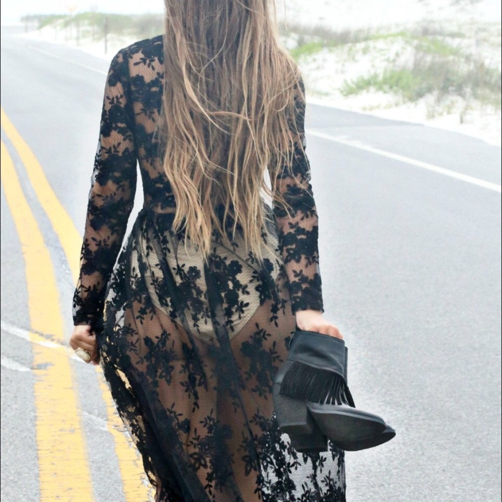 Black Boho Chic Fringe Booties - Picture 6 of 8